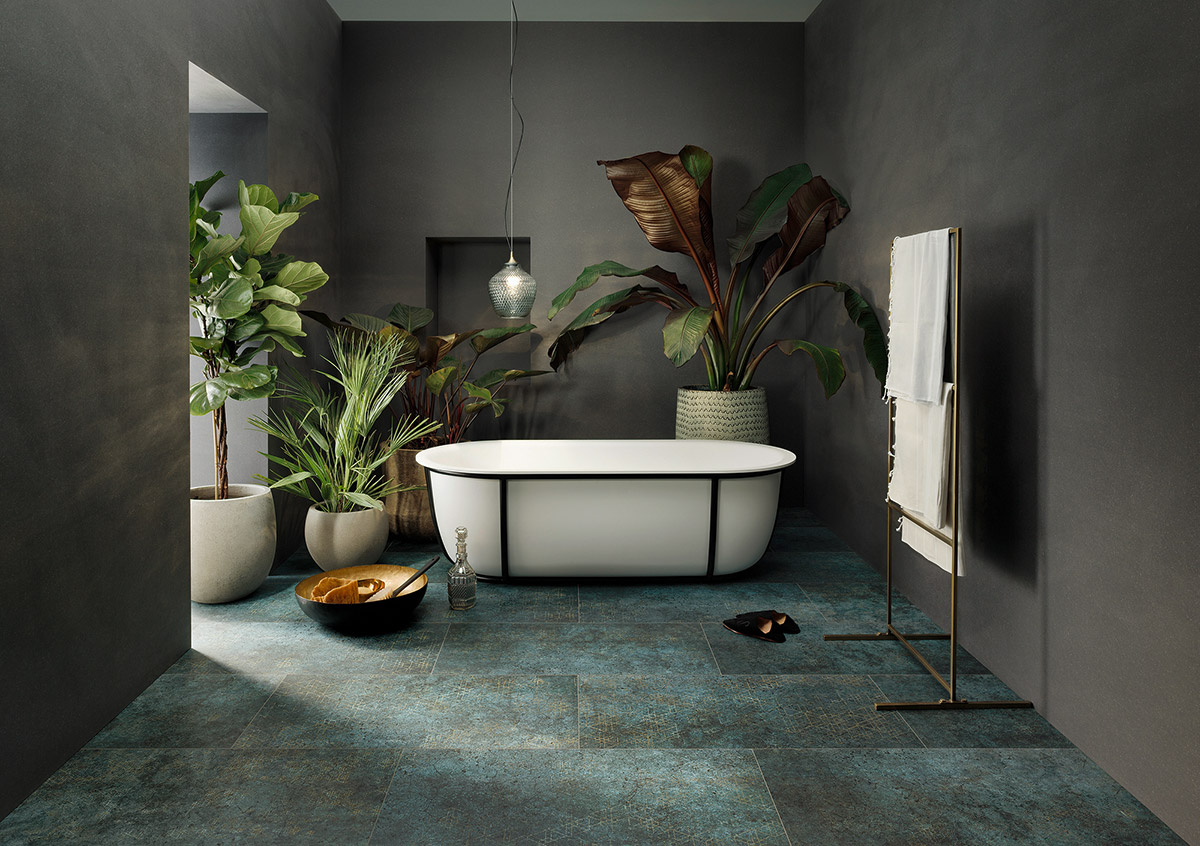 Badezimmer gruener Loris Boden