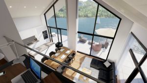 Design Ansicht Wohnzimmer Penthouse Kroell Winkel