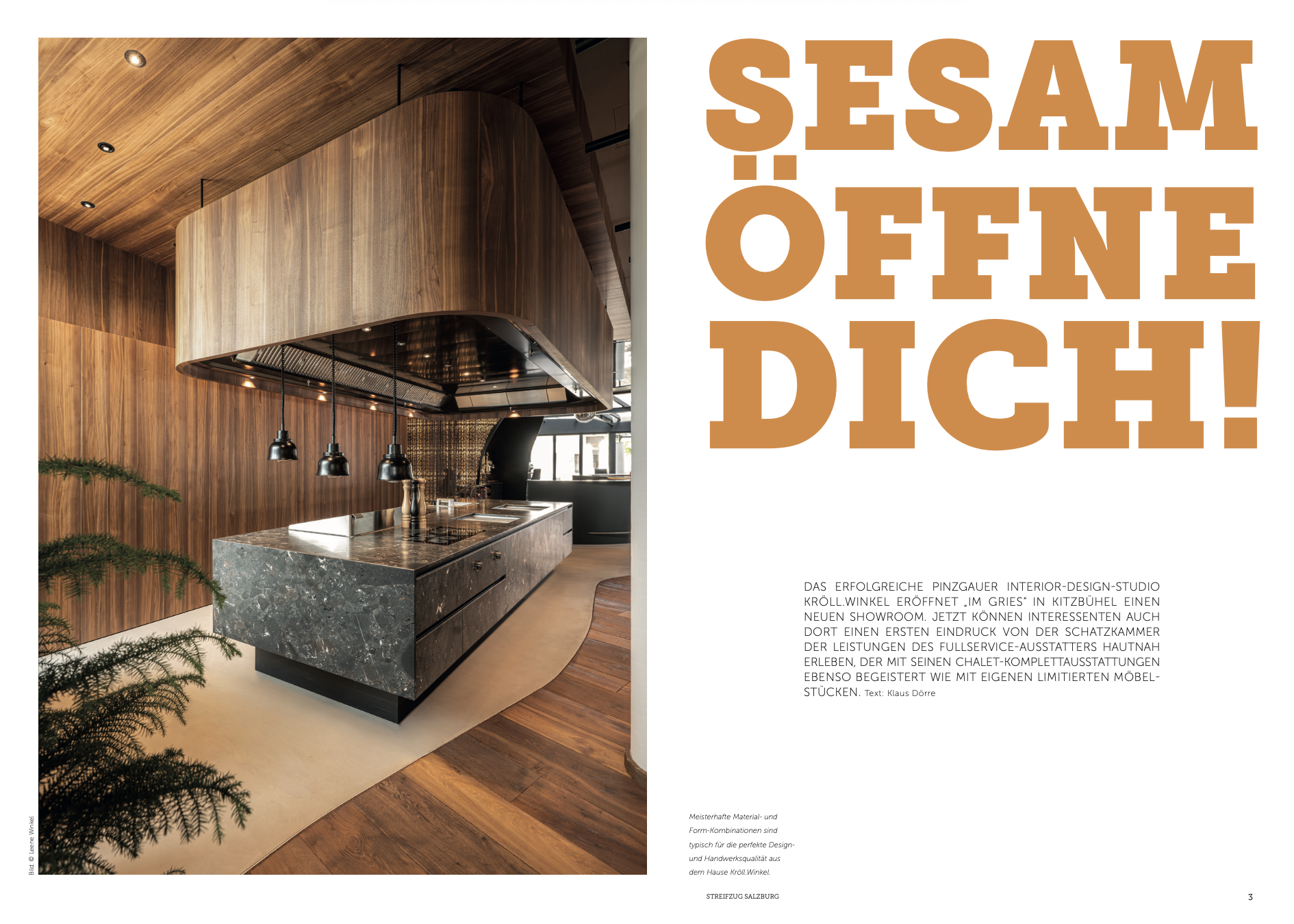 Streifzug Magazin. Bericht Edel Tischlerei Kröll.Winkel